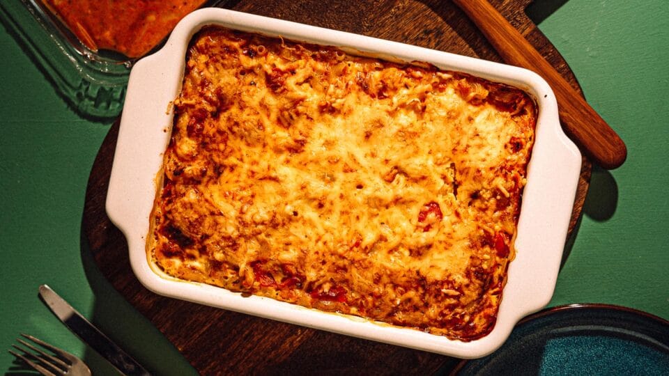 Kalaonni Taco-kirjolohimakaronilaatikko